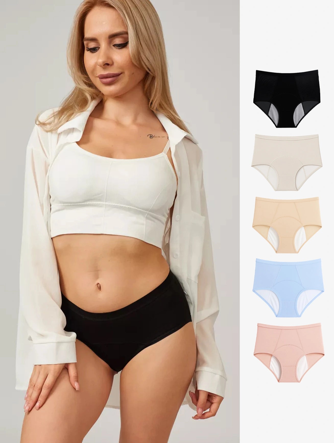 High-Rise Leakproof Underwear - 5 Pairs